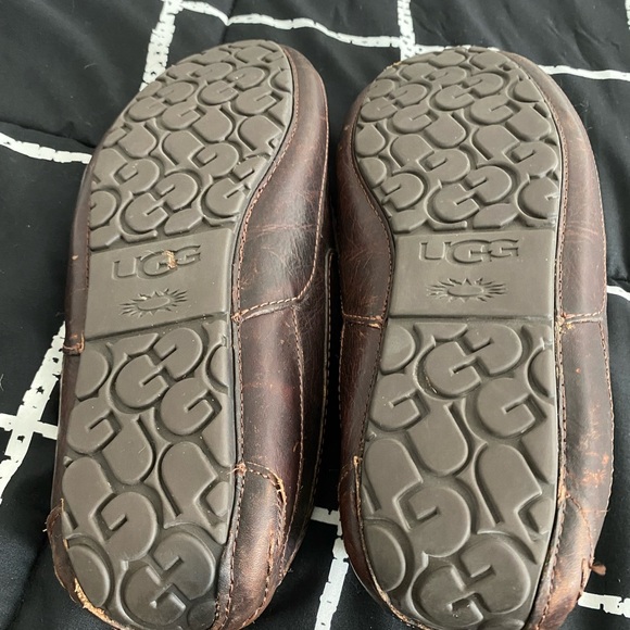 UGG Dark Brown Leather Slip-On Loafers - Picture 6 of 7